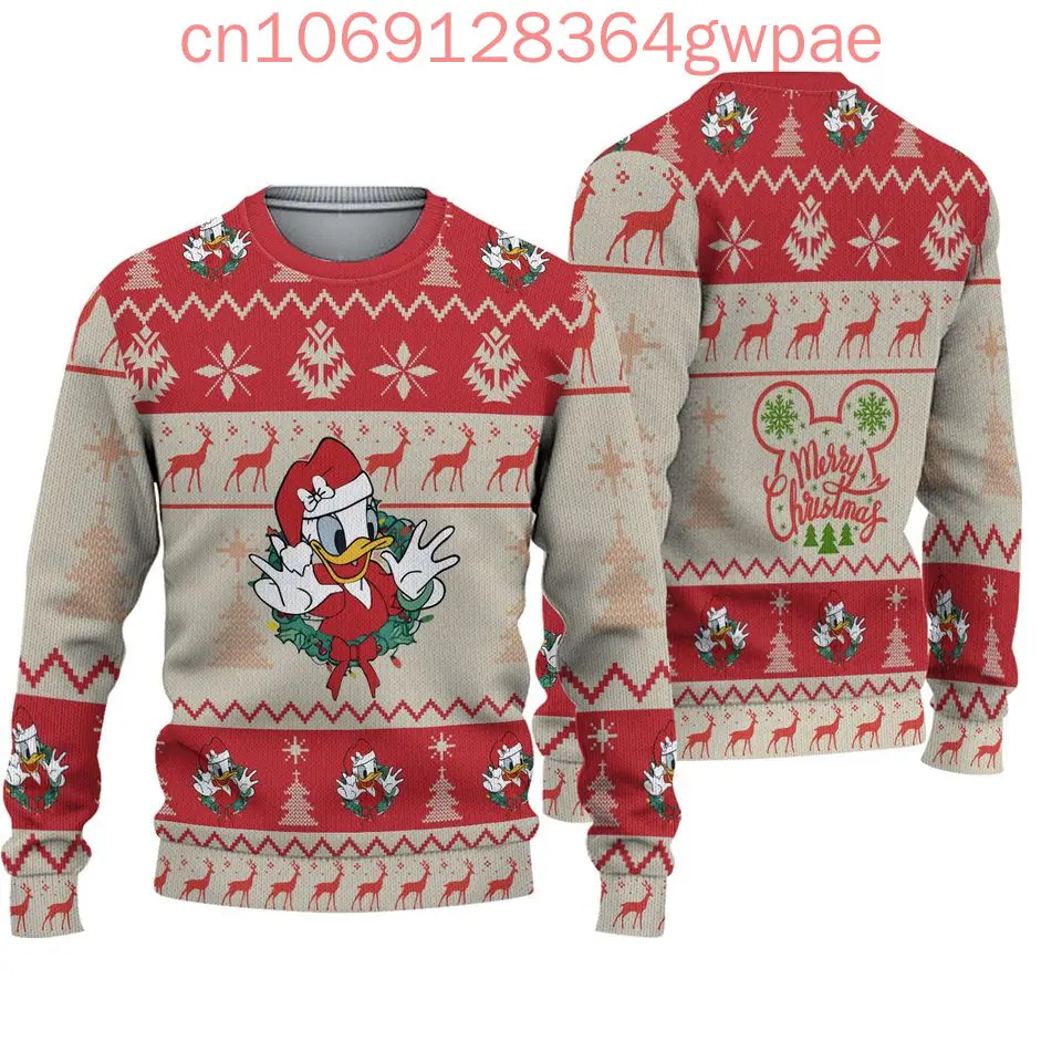 Disney Daisy Duck Christmas Ugly Sweater Men's Women's 3d Print Ugly Sweater Disney Casual Cartoon Sweatshirt Christmas Sweater