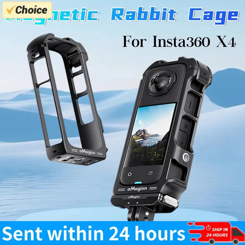 For Insta360 X4 Frame Accessories Magnetic Quick Release Frame Cage Protective Case for Insta 360 X4 Sports Camera Accessories