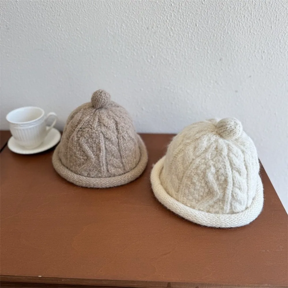 Fashion Autumn Winter Beanie Hat Warm Solid Color Bucket Hat Thickened Windproof Knitted Hat for Women