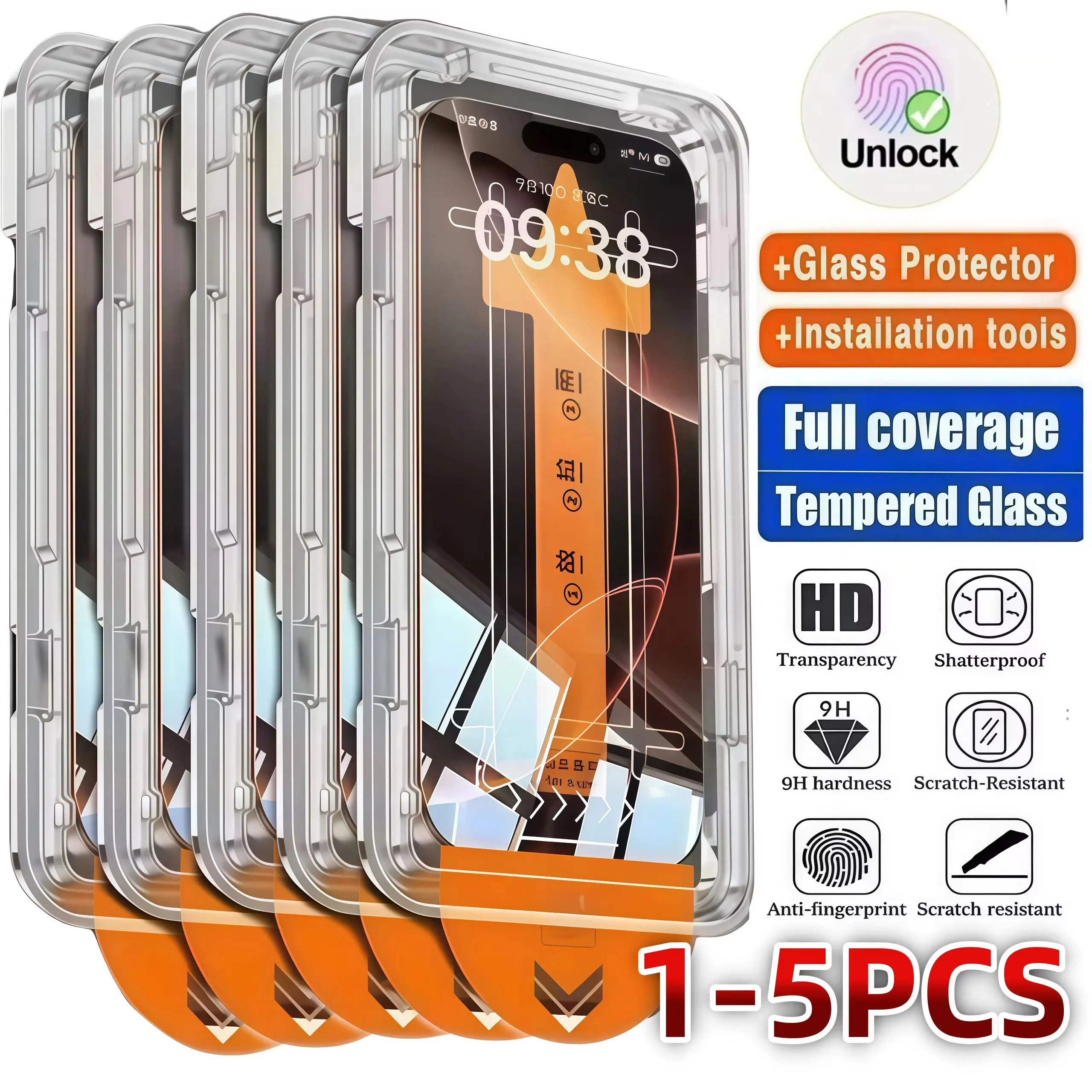1-5PCS Unlock Oleophobic Coating Easy Install Screen Screen Protector For Samsung Galaxy A56 5G A55 A54 A53 A52 Tempered Glass