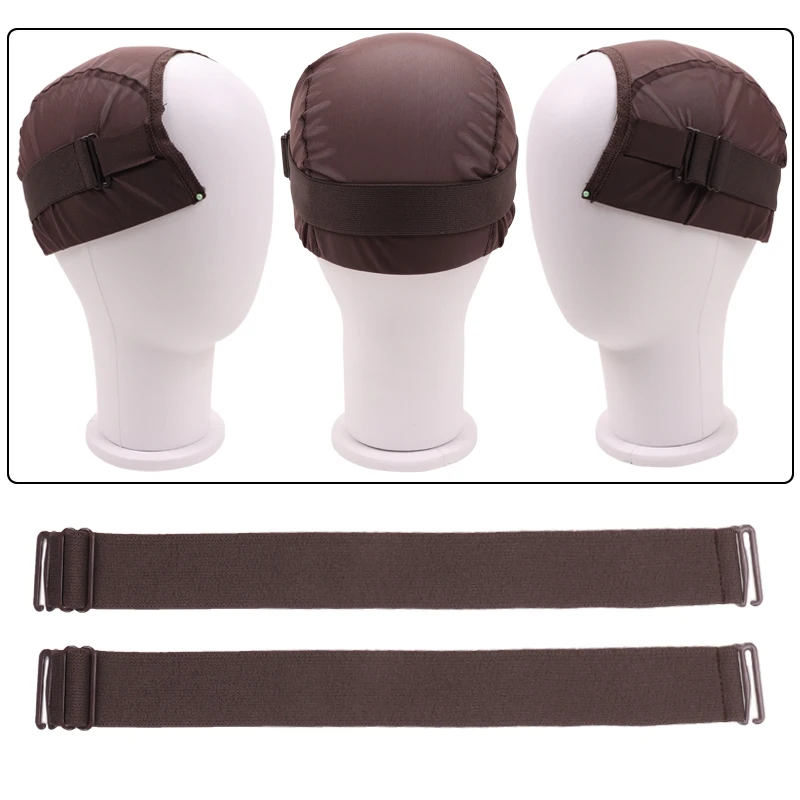 Banda de peluca ajustable personalizada con logotipo, 10 piezas, bandas elásticas negras para hacer gorro de peluca, 3Cm, sin pegamento, correa ajustable con ganchos