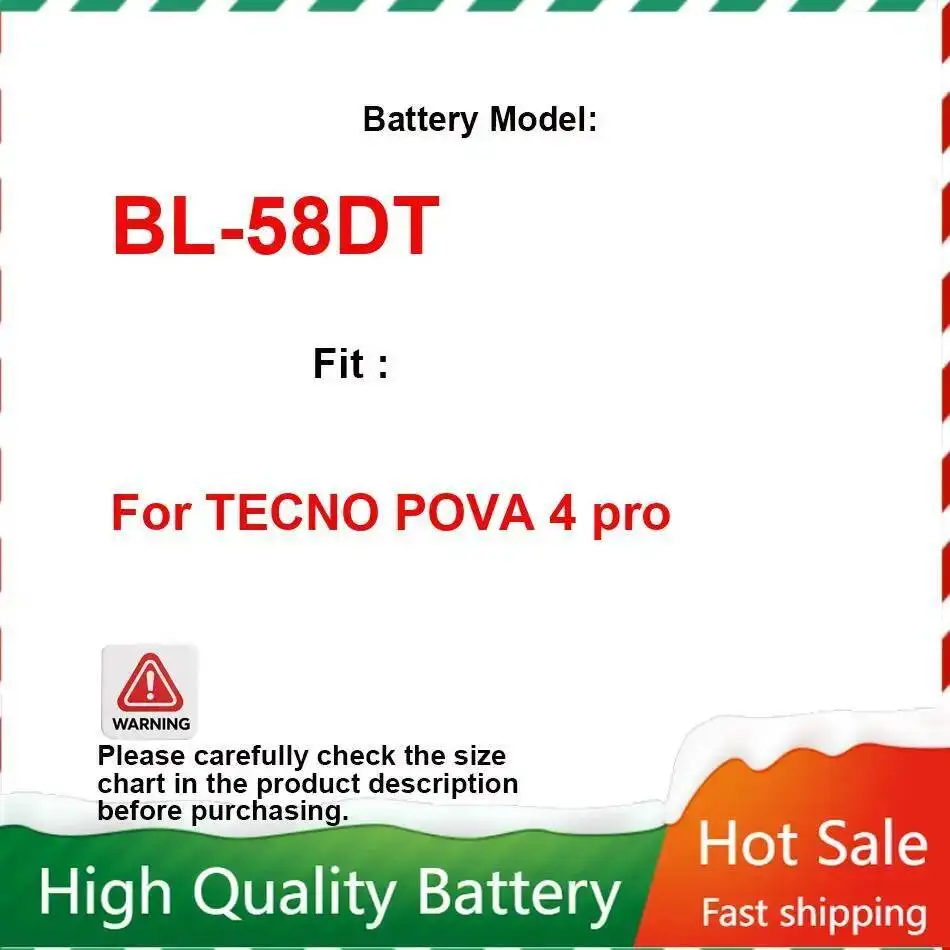 

Mobile Phone Battery 6000Mah High Performance For Tecno Pova 4 Pro Strong Compatibility BL-58DT