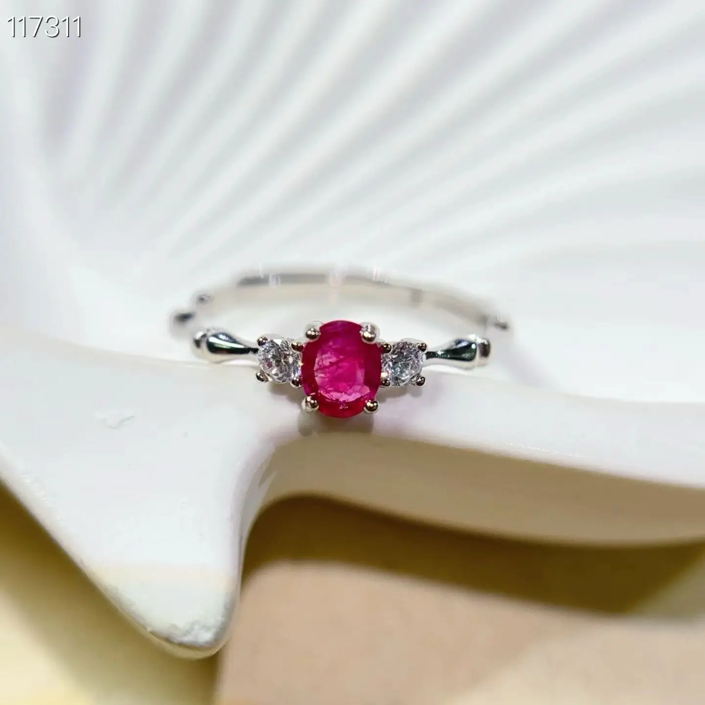 Genuine 925 Silver Ruby Ring Natural Ruby Ring with Certificate 4mm*5mm 0.4ct Real Ruby Silver Jewelry