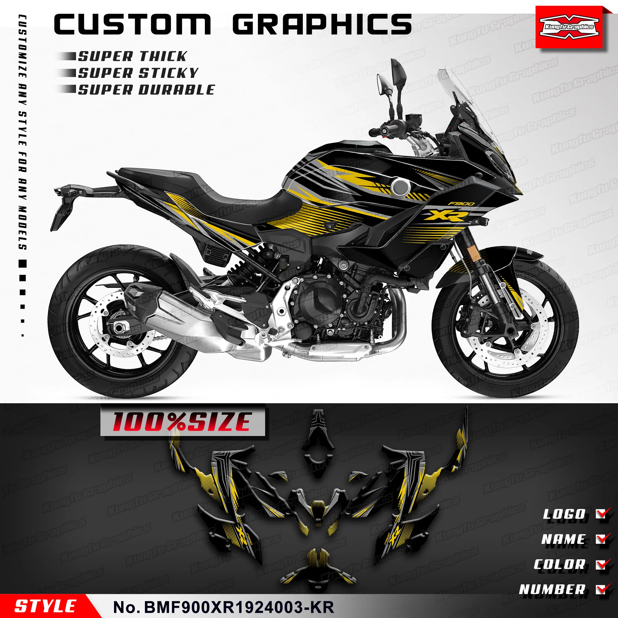 

KUNGFU GRAPHICS Custom Motorcycle Sticker Decal Kit for BMW F900XR 2019 2020 2021 2022 2023 2024, BMF900XR1924003-KR
