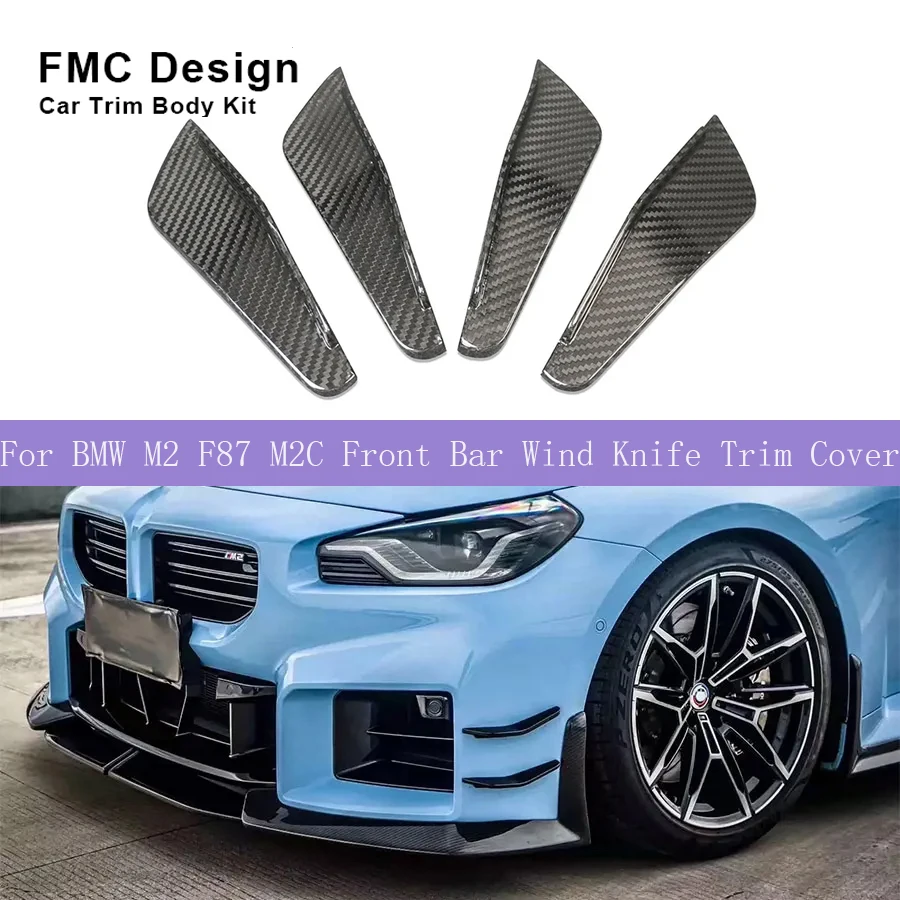 For BMW M2 G87 2022+ Dry Carbon Fiber Car Front Bumper Side Splitters Fins Canards Parts Upgrade Body kit