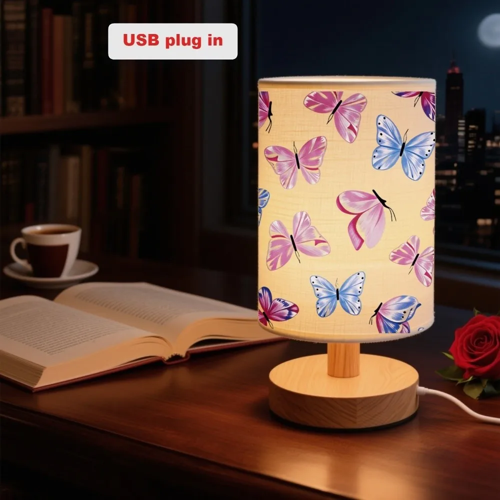 Nursery Light Linen Shade Fabric Table Lamp Soft Warm Fabric Bedside Night Light Eye Protection Dimmable Ambient Lamp Bedroom