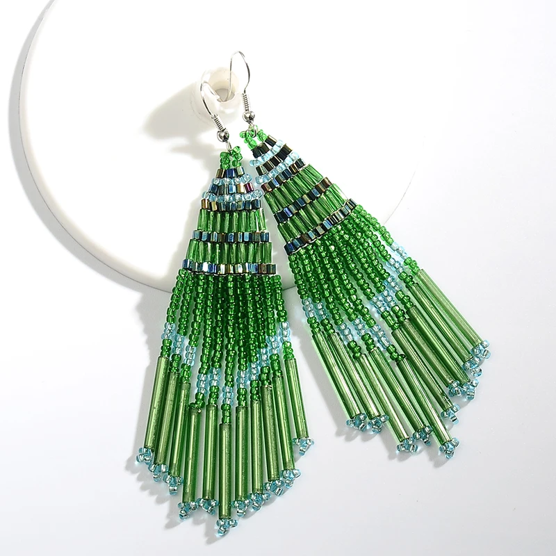Picture 5: Tassel Rice Beads Earrings For Women Handmade Dangle Drop Earrings Bohemian Style
