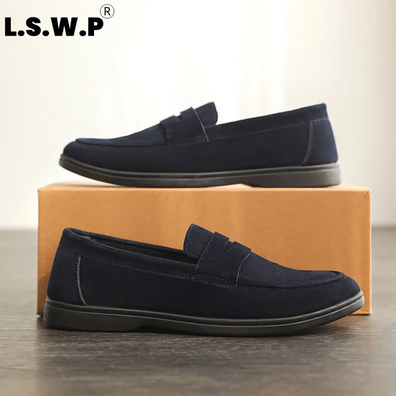 Men's Casual Sneakers, Men's Retro Suede Loafers, Slip-On Penny Leather Shoes, Lightweight Soft-Soled Daily Commuter Casual Men's Shoes