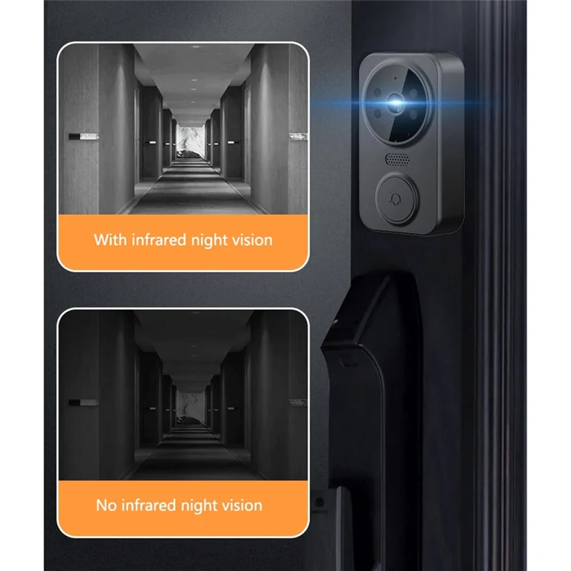 

Ежедневный видеодверной звонок, ночная HD-камера USB C, 2,4 ГГц, 2-сторонний голосовой 1080P, широкоугольный объектив, видеодверной звонок для дома, квартиры