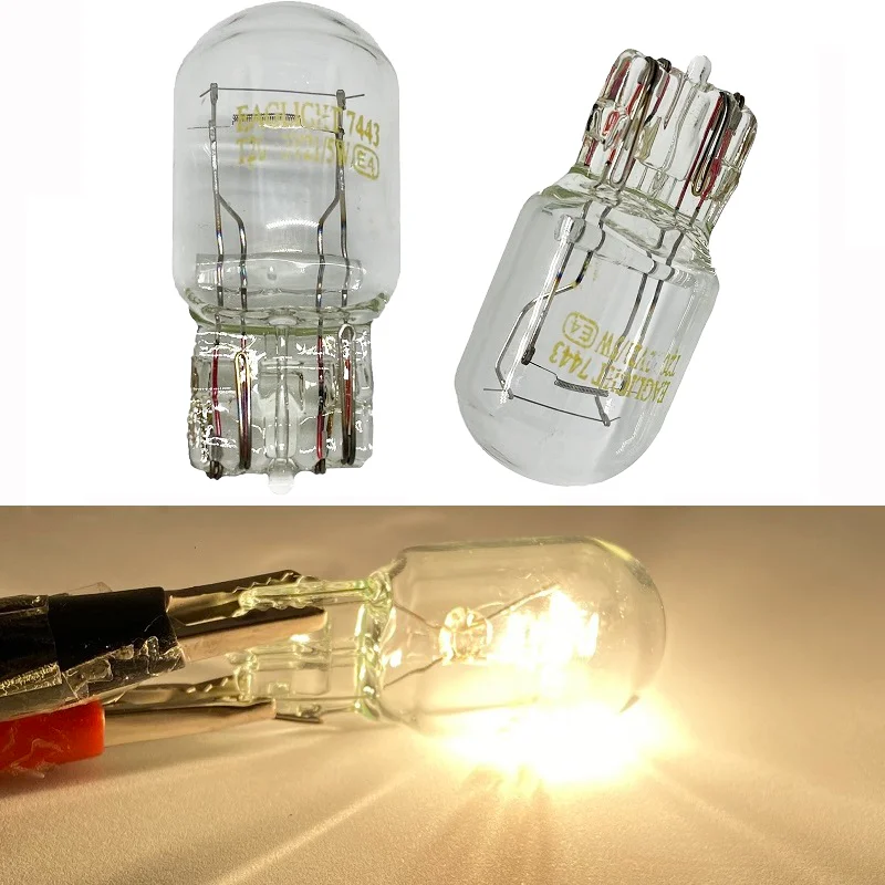 2pcs car T20 7443 LED 7440 halogen lamp 12v w21/5w warm white brake bulbs Tail Light Stop Light Rear Turn Signal DRL 12v