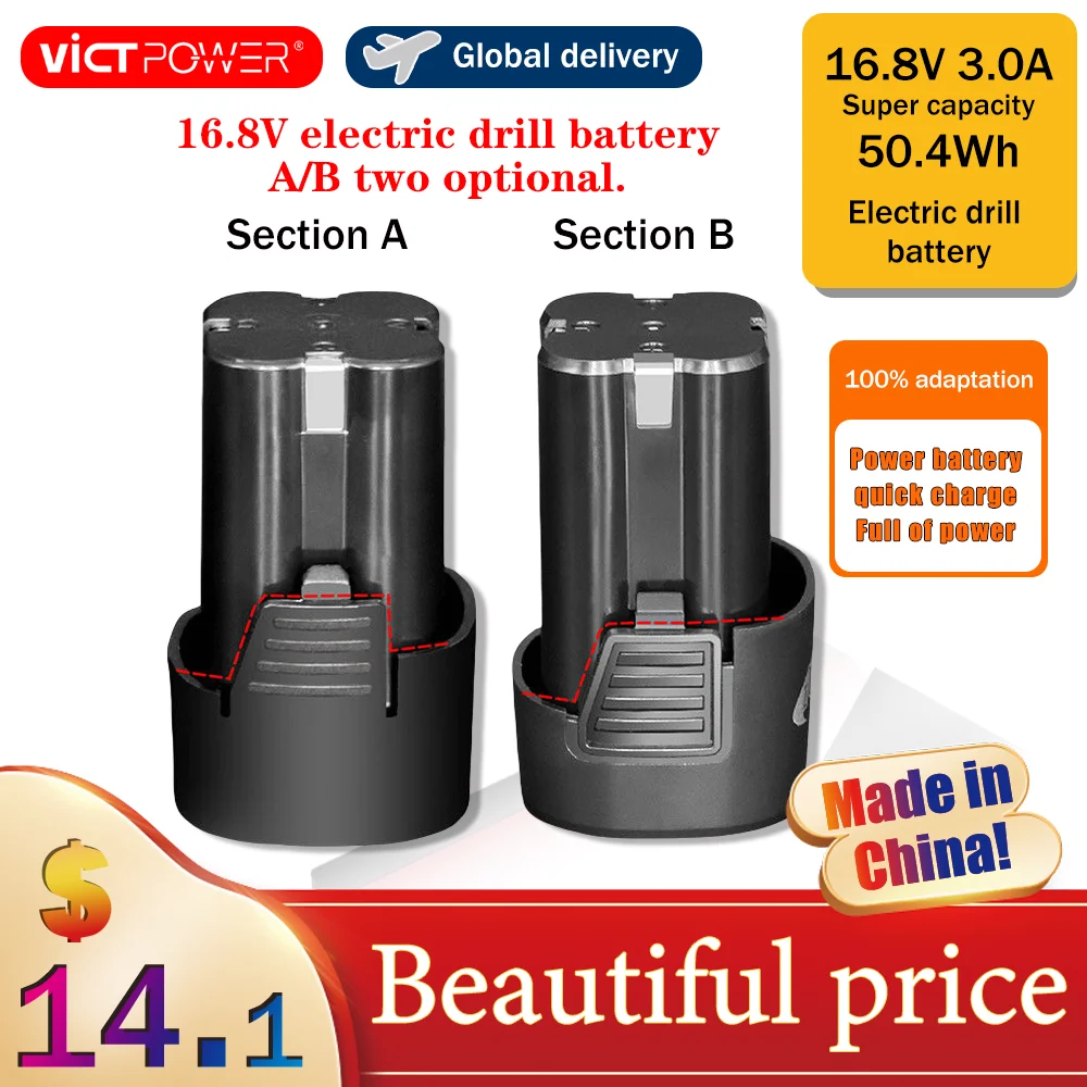 

14.4V 16.8V Universal Lithium Battery Electric Wrench Replaceable Batter Lithium Drill Screwdriver Battery 16.8V Tool Battery