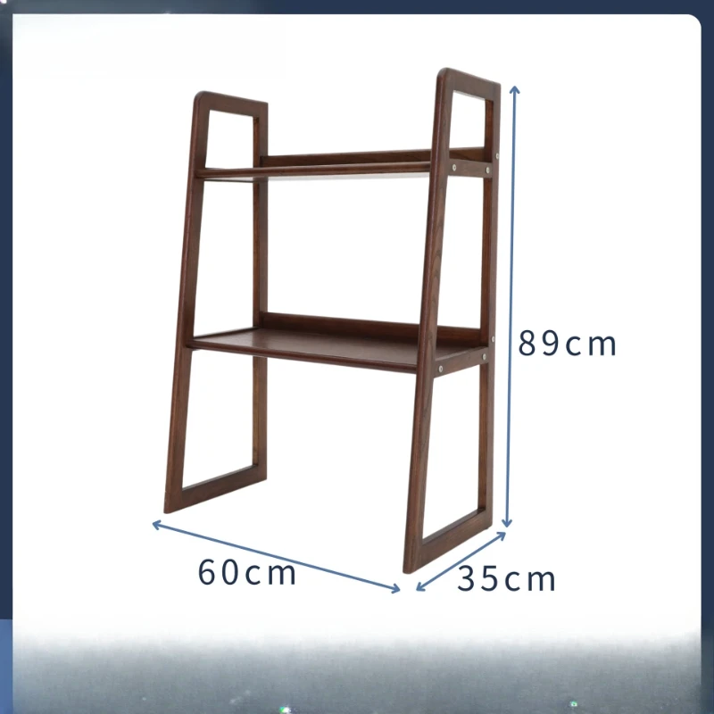 

Solid wood double-layer storage rack Modern simple shelf Home display rack Retro