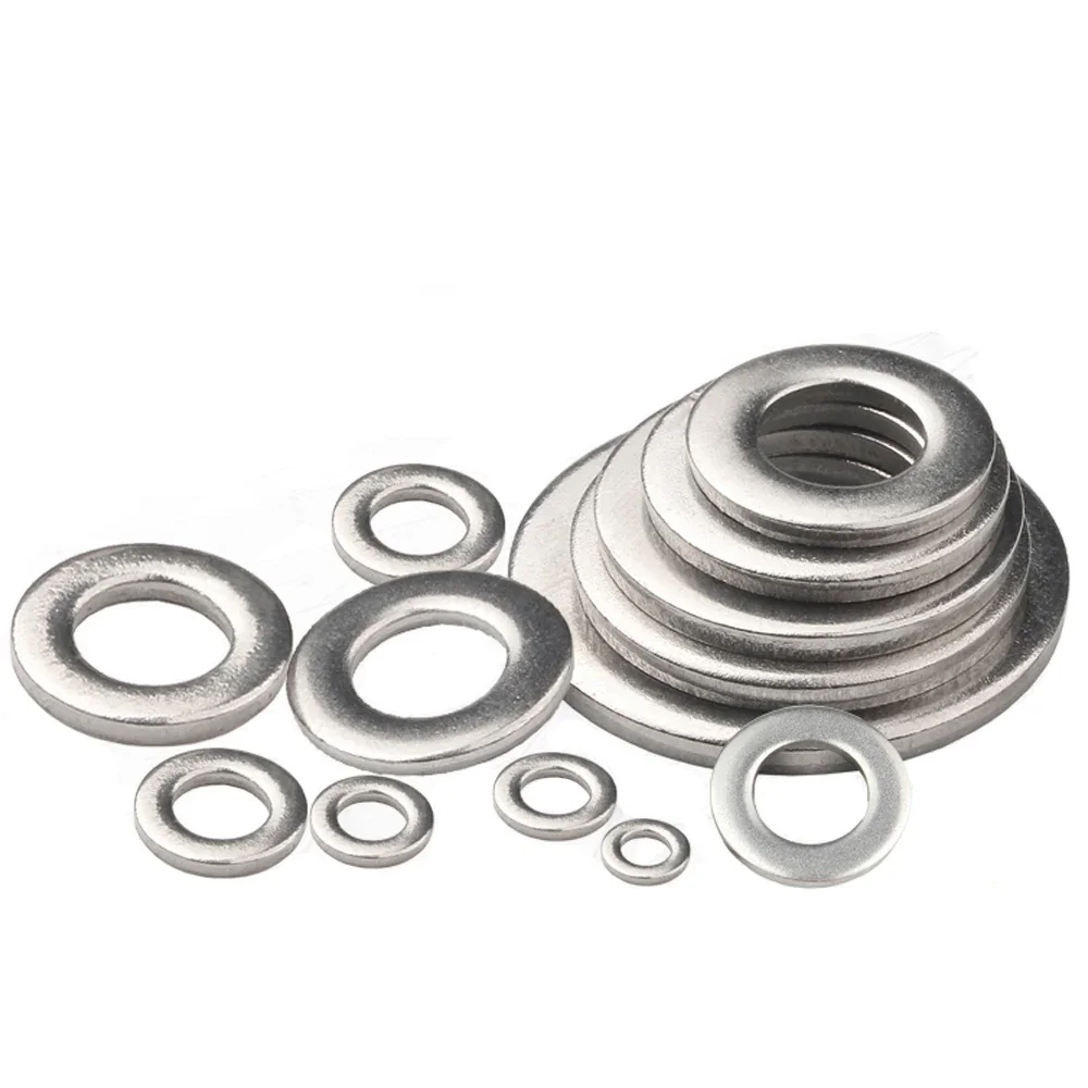 2/5/10/50/100Pcs M1.6 M2 M2.5 M3 M4 M5 M6 M10-M24 Large Flat Washer 304 Stainless Steel Metal Gasket Meson Flat Plain Washers