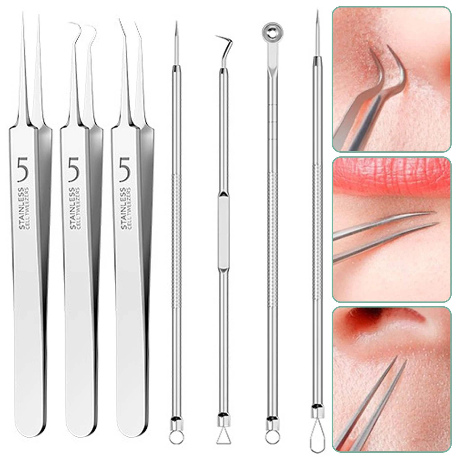 Hair Care Clinic - 3-5pcs Ingrown Hair Tweezers Acne Blackhead