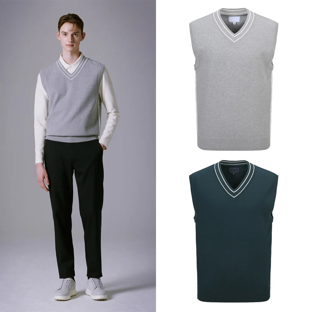 

"Sporty Style! New Korean Men's Knitted Vest! Luxury Brand, Autumn Trend Golf Top, Exquisite and High Elastic!"