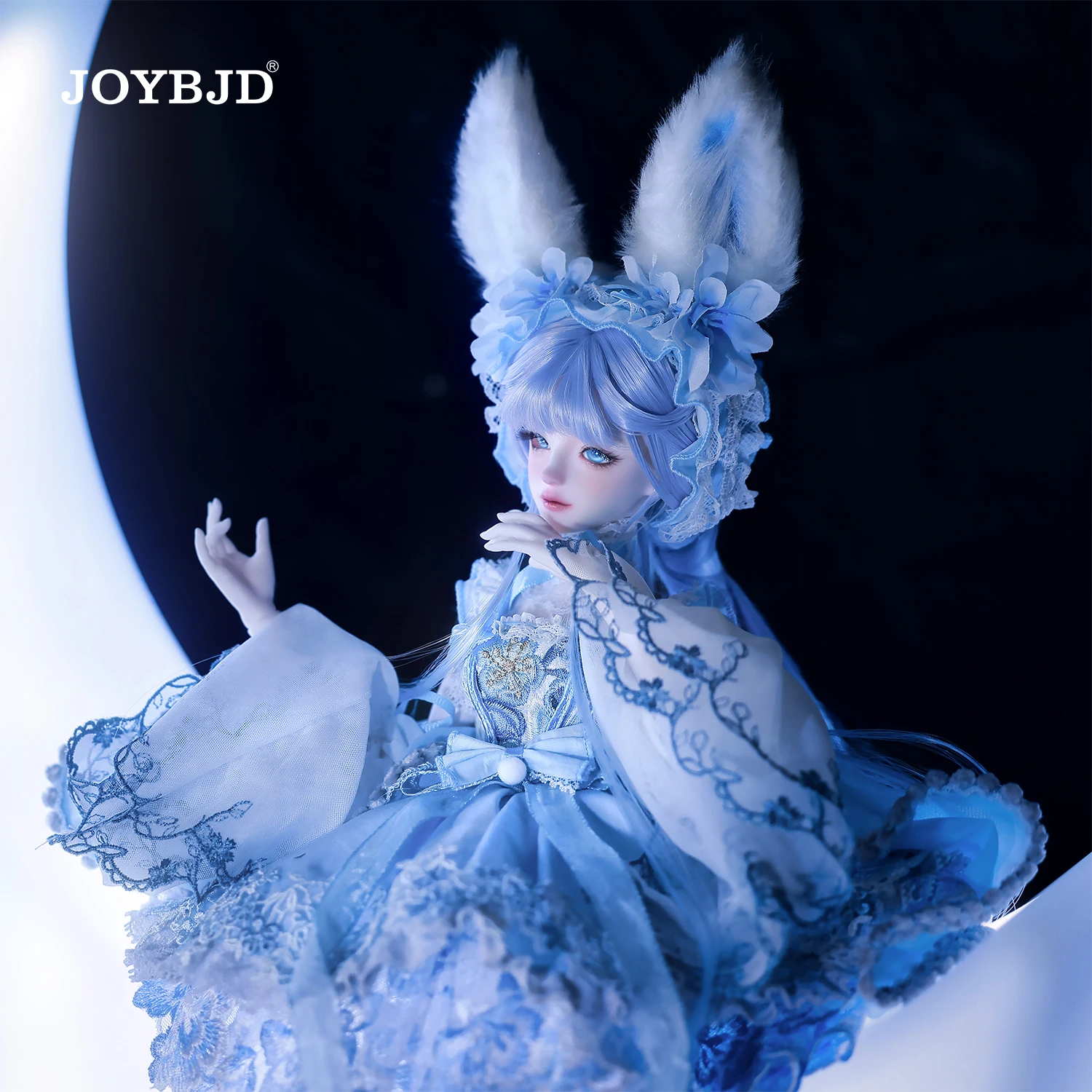 

JOYBJD Ynes 1/4 BJD Doll Aqua Blue Rabbit Fullset Muxi Body Light Blue Clothes Handmade Resin Figure Outfit Wig