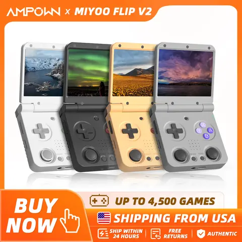 MIYOO FLIP V2 Handheld Game Players 3.5'' IPS Screen Linux System Onion OS Video Game Consoles Free Case Gamer Gift Retro Gaming