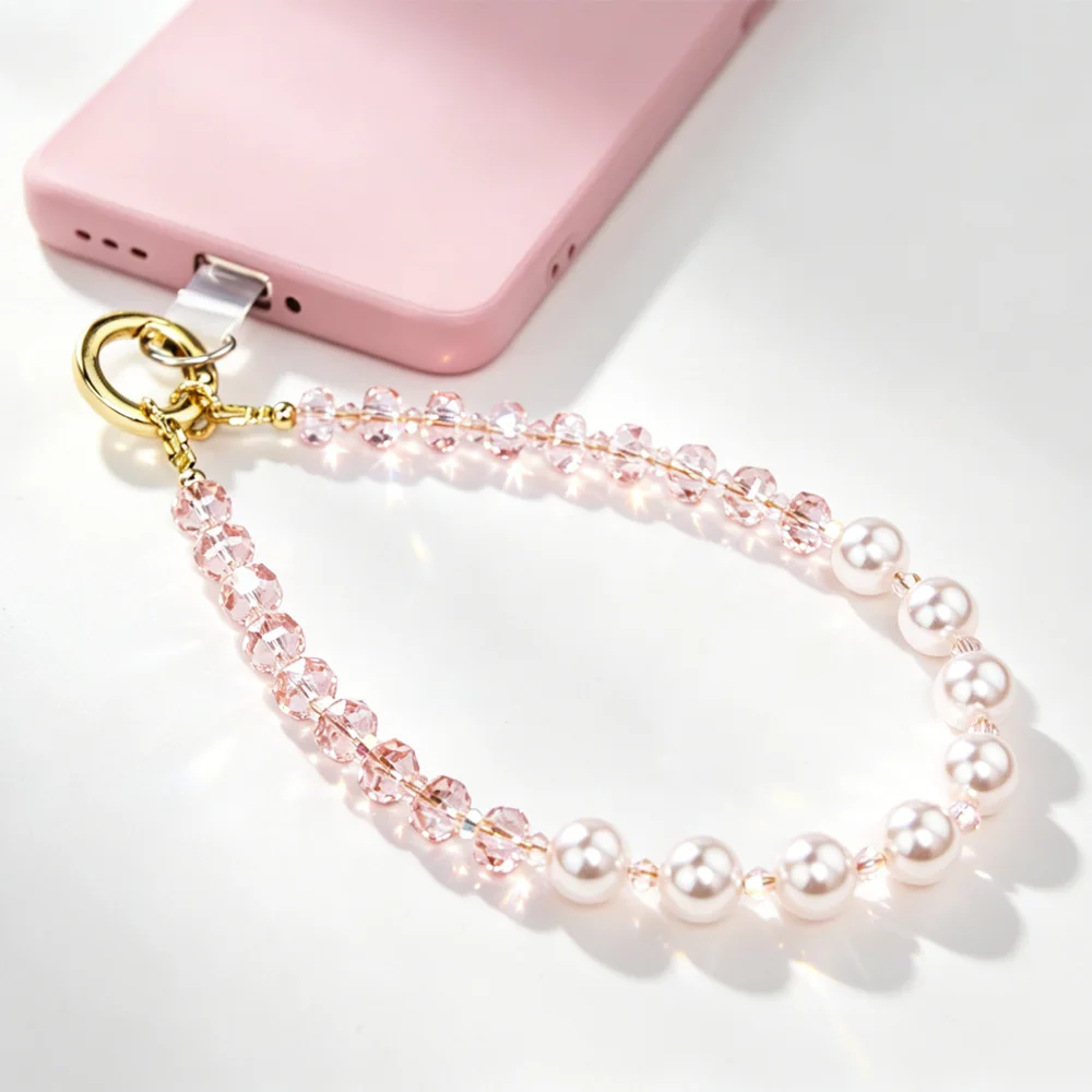 

MQIQI Premium Pearl Phone Charm Lanyard Strap Wrist Chain Pendant Keychains Handbag Anti-Loss Luxury for Cell Phone Wrist Chain
