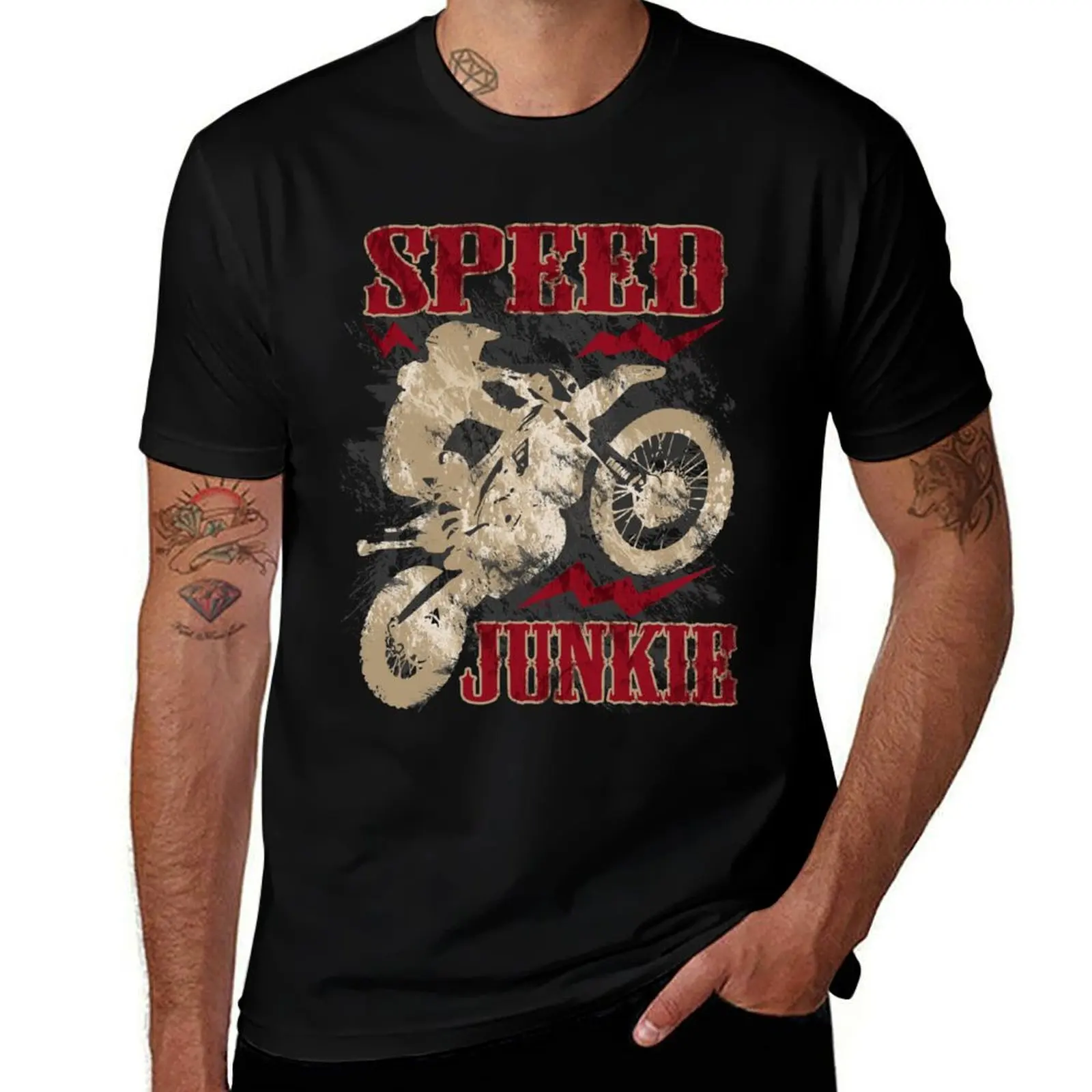 Speed Junkie - Offroads Motorbike Racing Extreme Sports T-Shirt Durable Work Wear T-Shirt