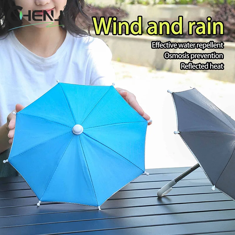 1pcs Portable Universal Mini Phone Umbrella Stand Outdoor Riding Waterproof Sunshade Mobile Phones Umbrella Bracket Holder