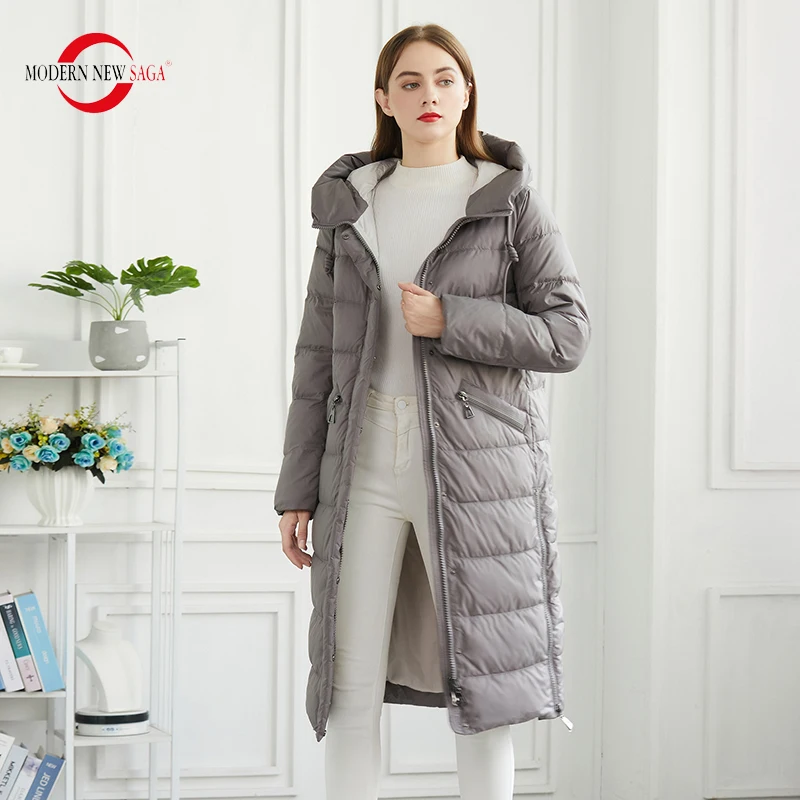 MODERN NEW SAGA 2022 Winter Women Coat Padded Jacket Winter Thick Warm Cotton Long Coat Hooded Quilted Coat Parka Women Overcoat