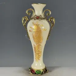 Imitation Chinese antique ceramics, bronze vase with luminous gilt dragon and phoenix, Qianlong period of the Qing Dynasty