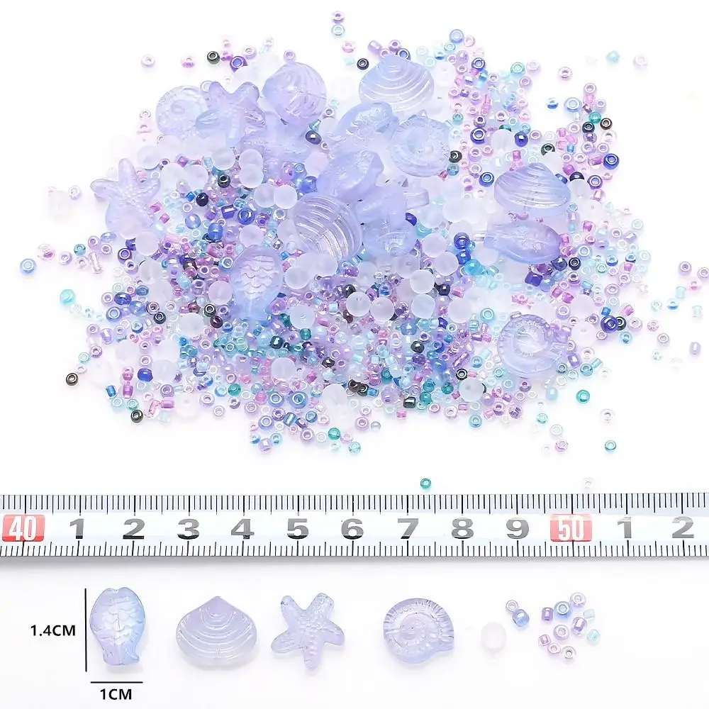 45g Perline sfuse con motivo misto Pesce di vetro Stelle marine Lumache Conchiglie Materiale fatto a mano Perline multicolori sfumate