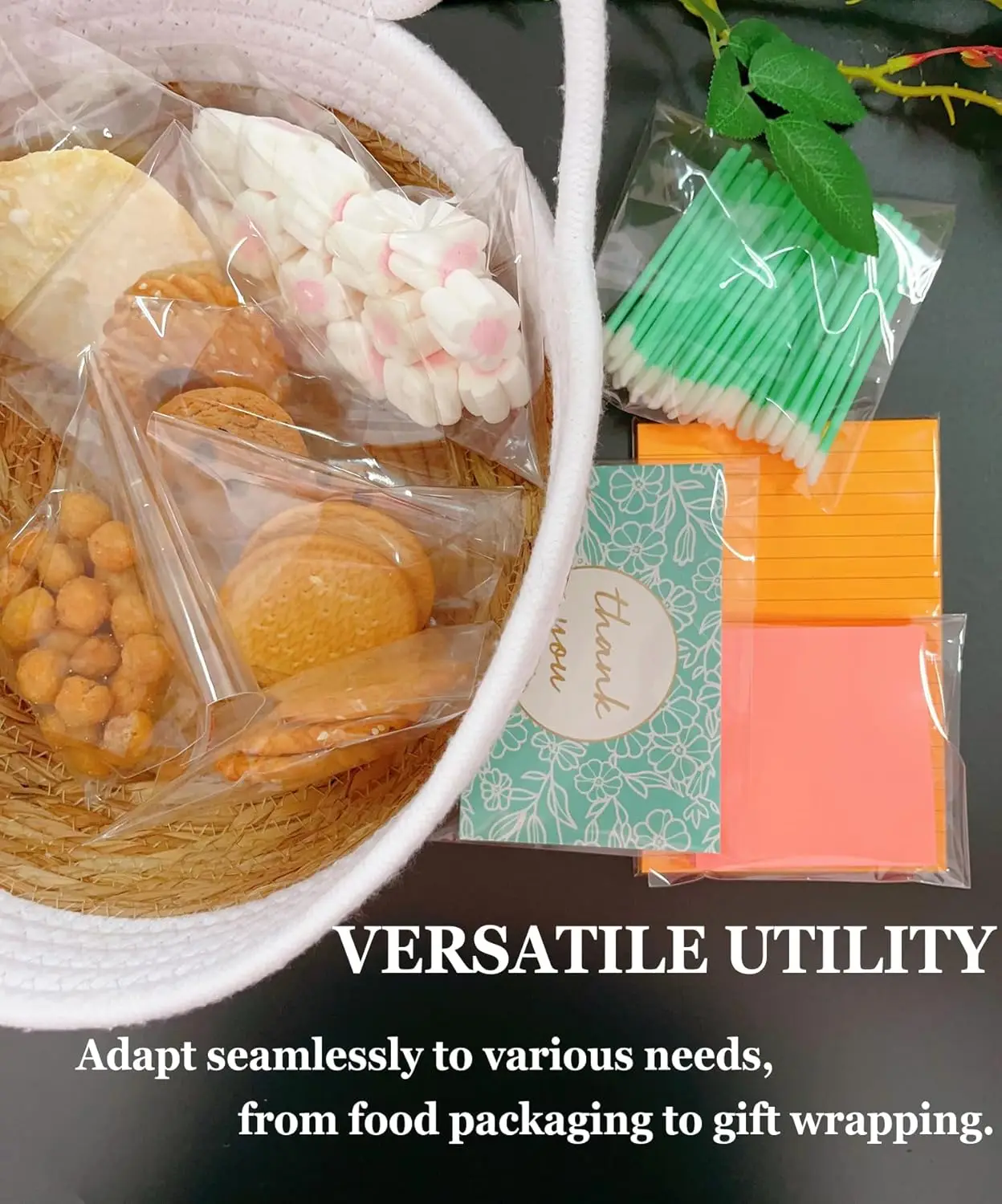 Sacchetti per biscotti trasparenti da 4x6", 320 pezzi, plastica autosigillante per panetteria e confezioni regalo.