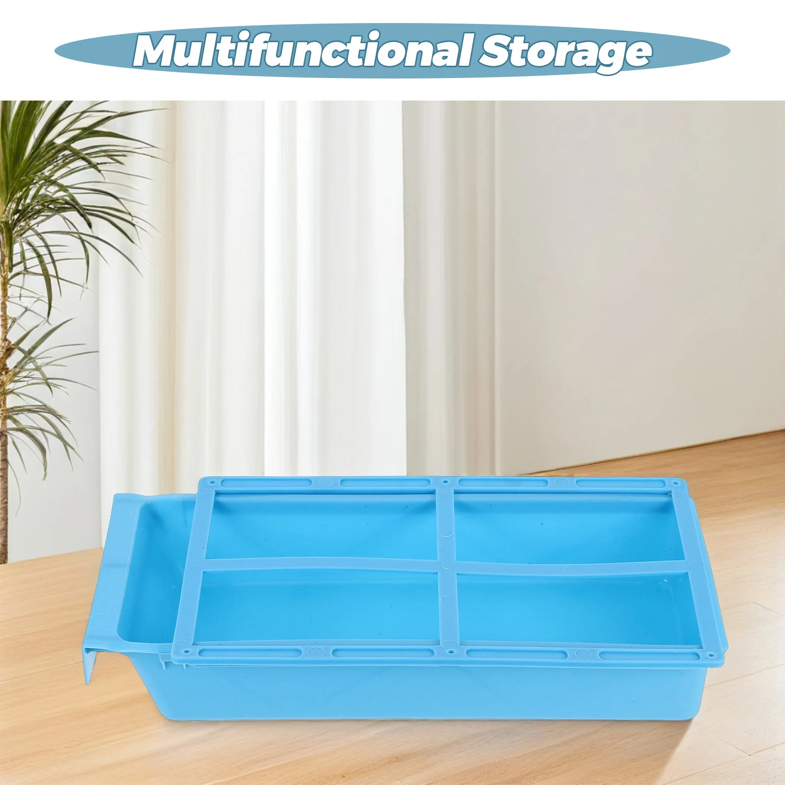 صندوق تخزين بأدراج المكتب، صينية أدوات تنظيم بلاستيكية زرقاء، منظم مخفي موفر للمساحة للخياطة الصناعية
