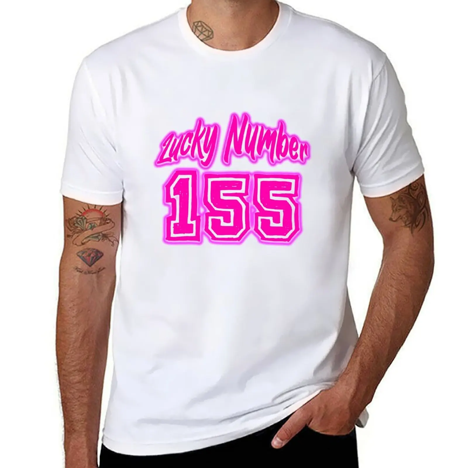 

Pink Lucky Number 155 T-Shirt t shirt man casual man t shirt designer T-Shirt