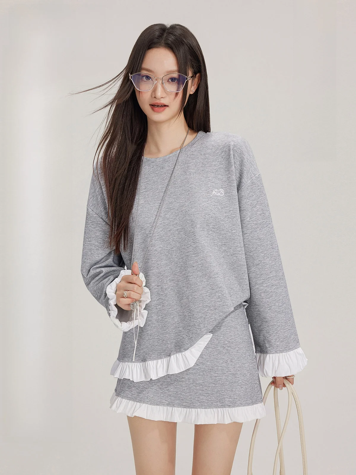 

Miu Sle Spor Casual Hoodie And Skirt Set Long Sve round Ne Two-Piece Suite for Women in Their 20s And 30s