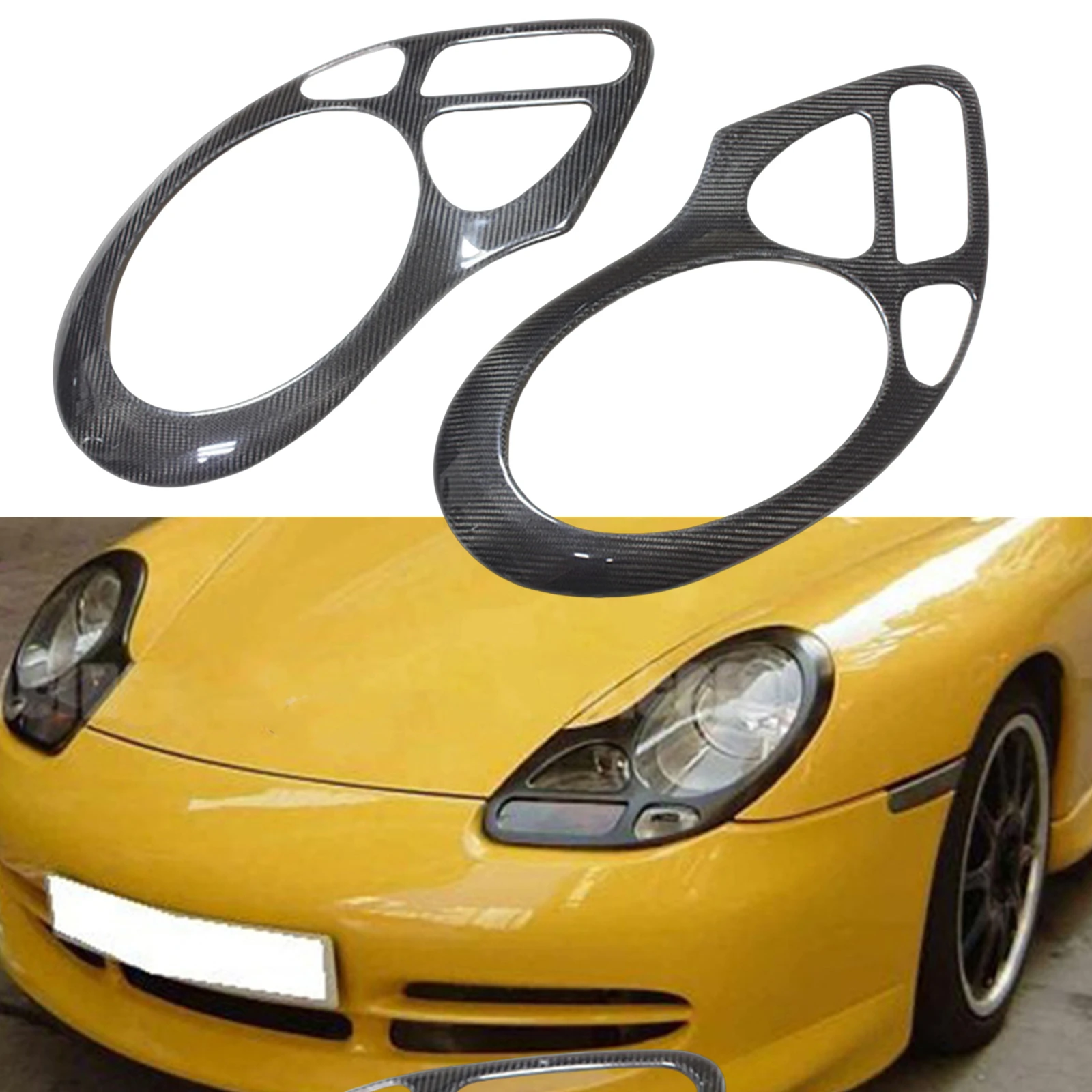 For Porsche Boxster 986 911 996 Headlight Eyebrow Headlamp Eyelid Trim Carbon Fiber Car Front Head Light Lamp Cover Brow Sticker