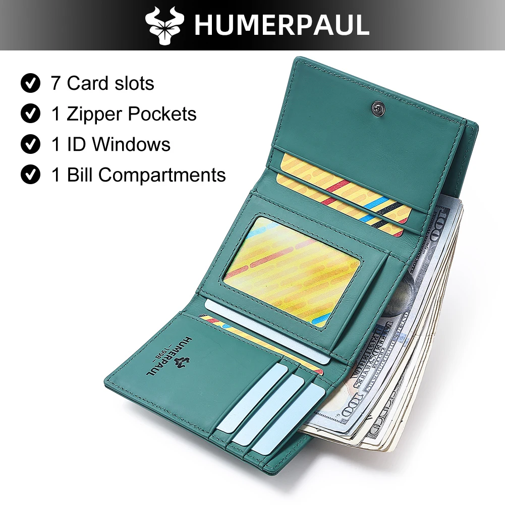 

Женский RFID-кошелек из натуральной кожи с карманом для монет, короткие тройные кошельки, небольшой клатч на молнии с держателями для карт, женский кошелек