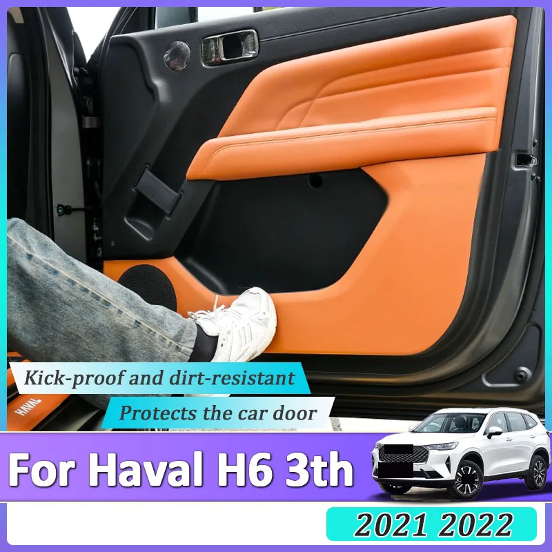 

For Haval H6 2021 2022 3th Car Leather Door Anti Kick Protector Stickers Interior Film Scratch Decoration Stylings Accessories