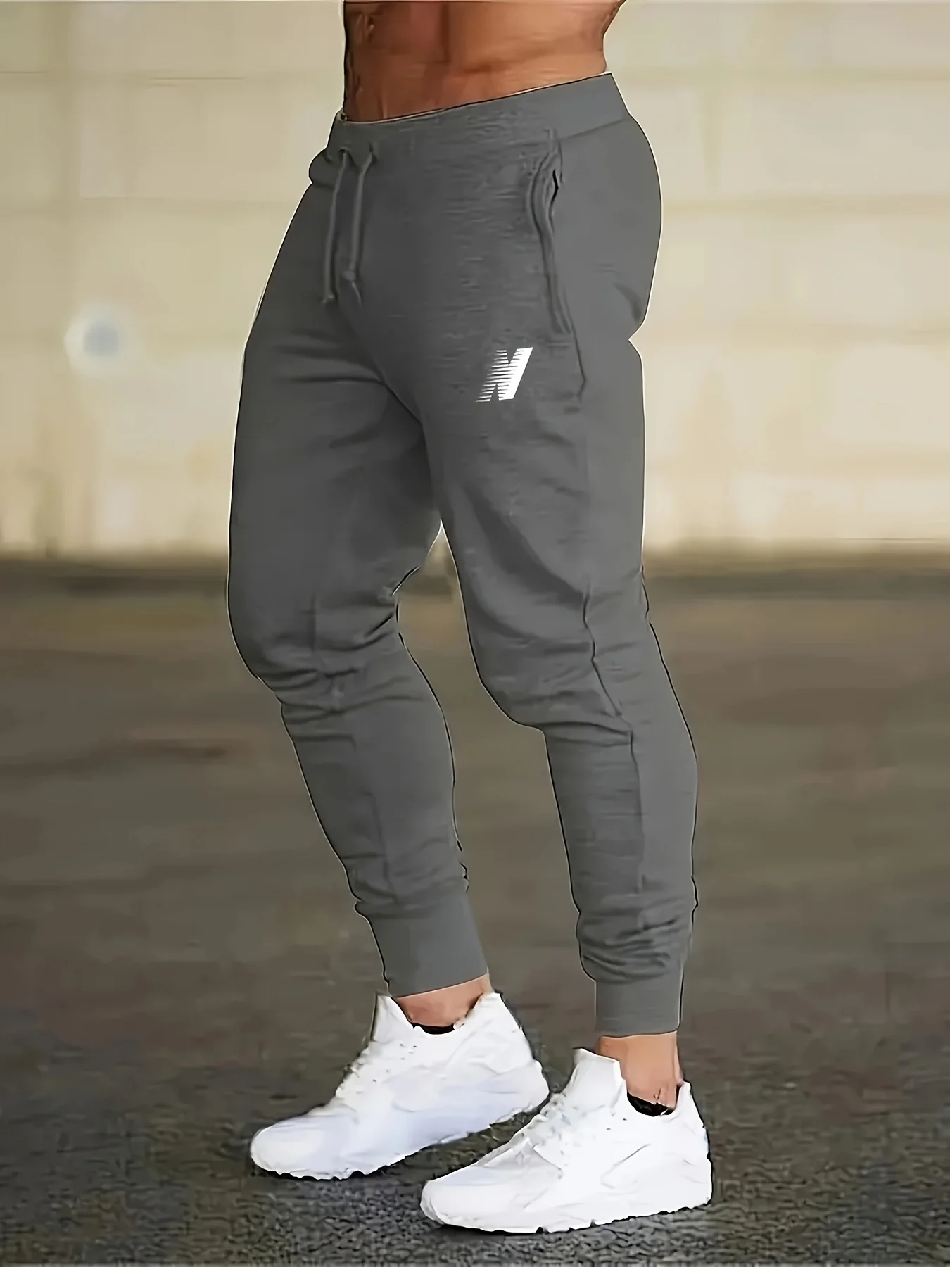 

Men's Casual Fitness Joggers, Elastic Waist Lightweight Knit Fabric, Comfortable Stretch Design, Running Training Sports Pants