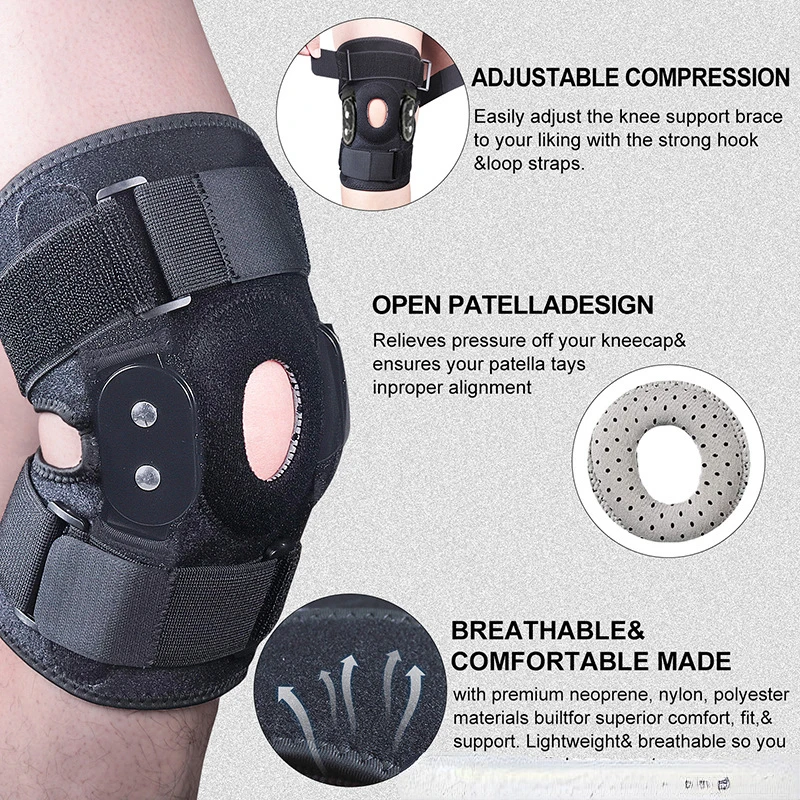 1PC Adjustable Hinged Knee Brace Knee Support Wrap for Meniscus Tear Patellar Tendon Support Pain Relief Strains, Sprains etc.