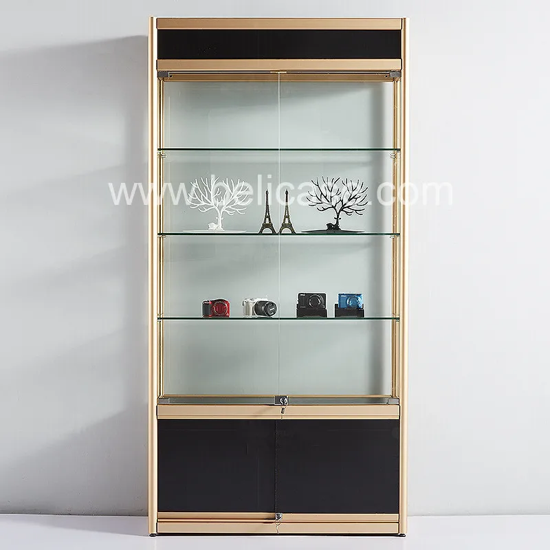 (customized)Led Light Display Showcase Customized  Display Racks and Stands Shop Aluminum Glass Display Cabinet Sale