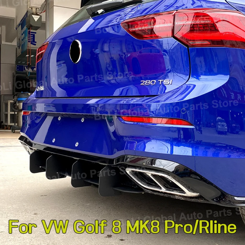 Car Rear Bumper Diffuser For VW Golf 8 MK8 Pro/Rline Rear Side Splitters Spoiler Lip Auto Accessories Decorative Protection