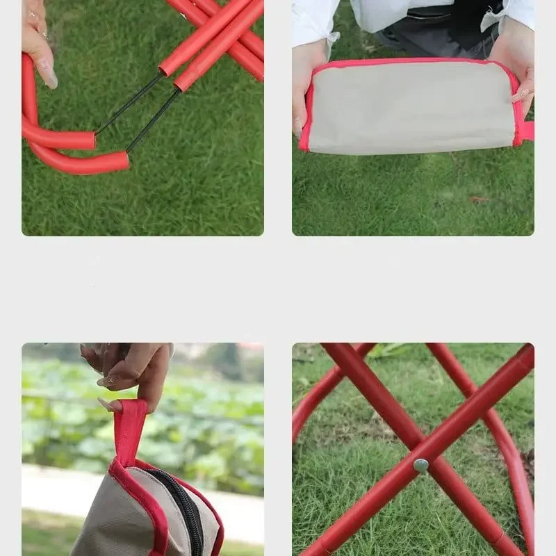 Portable Folding Camping Stool Chair Outdoor Fishing Stool with Foldable Storage Multi-Functional Mini Travel Sketching Stool