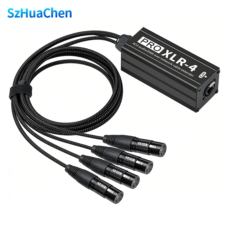 4CH Multi Network XLR Audio Extender Compact Gold Plated for Stage Sound Lighting and Recording Studio Audio Cables Stage Box