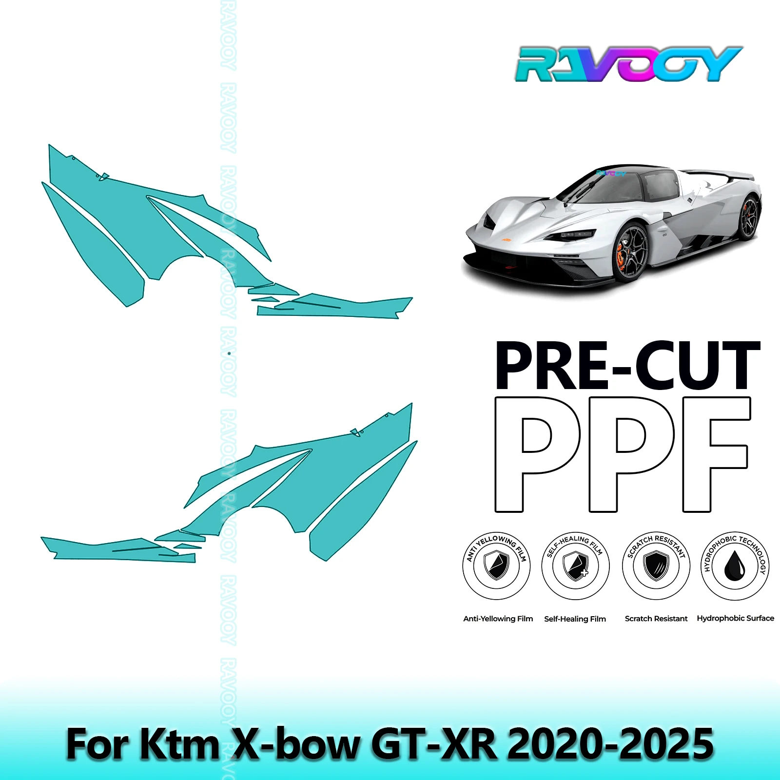 

For Ktm X-bow GT-XR 2020-2025 8.5mil Clear Matte Pre-Cut PPF Door & A/B Pillar Kit TPU Paint Protection Film Set