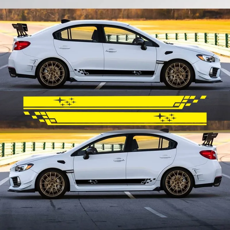 

2pcs/lot Car Door Side Stripes Skirt Sticker Decal For Subaru Impreza WRX STI GDB GVB 2018 09 08 2014 2002 2015 Accessories #591