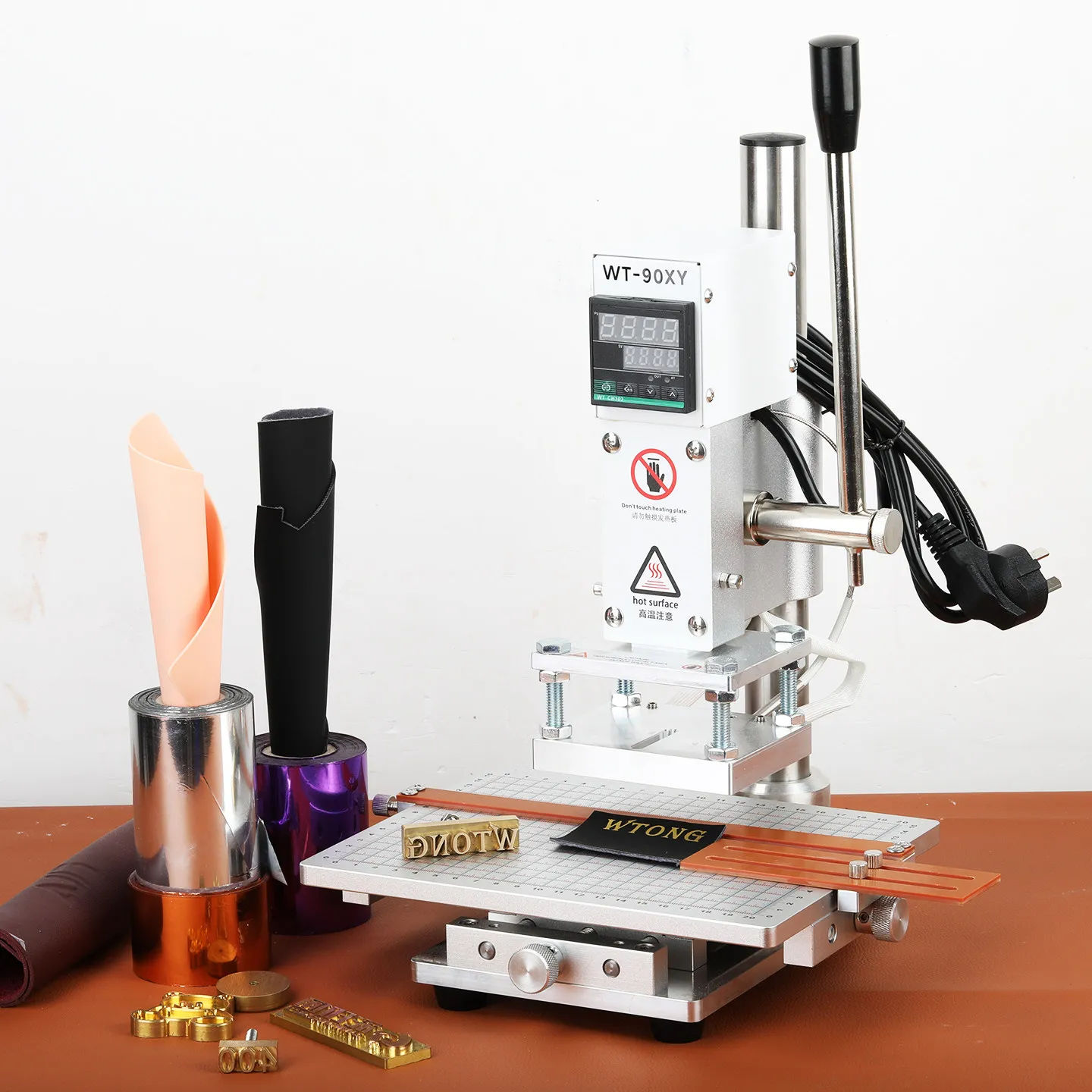 

Small Manual Hot Stamping Machine, Leather Heat Press Embossing Machine for Paper PU Wood Branding Indenting Marking Machine
