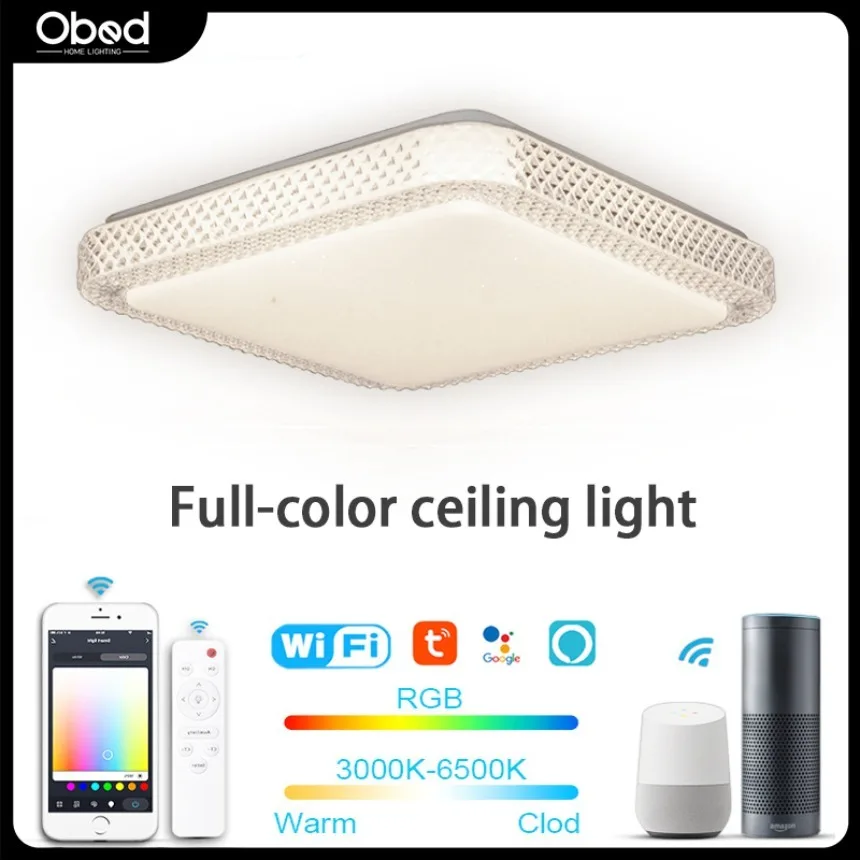 tuya luz de teto led inteligente wifi rgb cw regulavel compativel com alexa google home quarto sala de estar 01