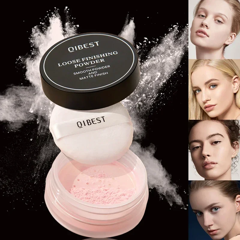 Polvo suelto para la cara, polvo fijador translúcido mate rosa y blanco, cosméticos con Control de aceite, polvo de maquillaje Facial resistente al agua de larga duración
