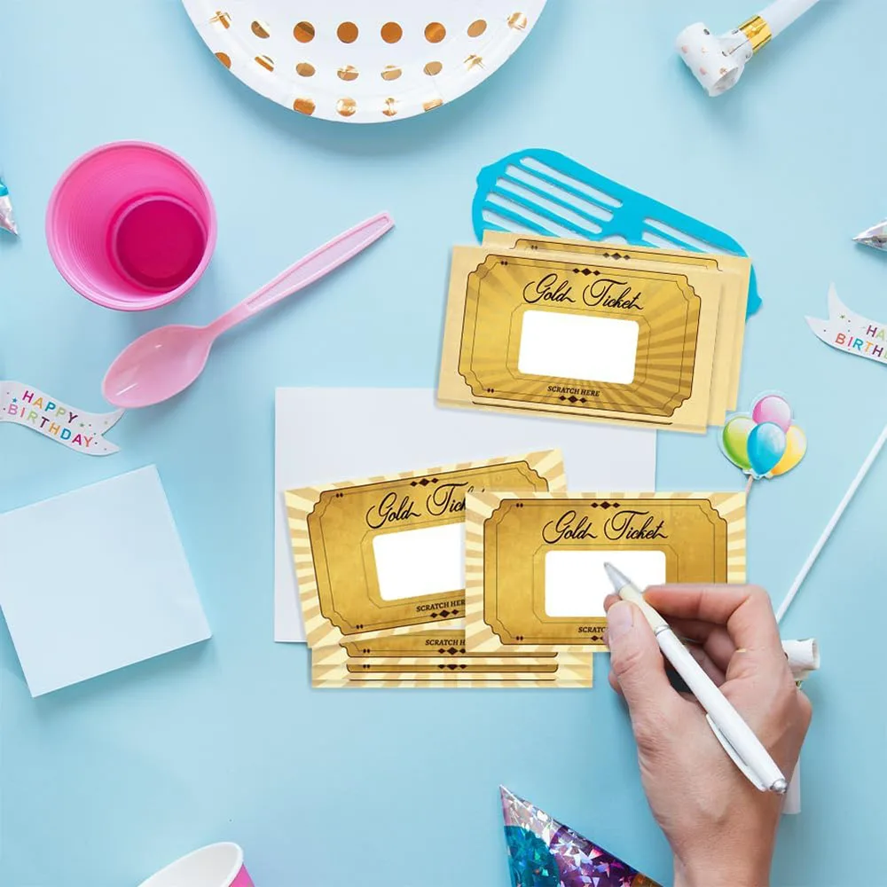 20 pcs Gold Scratch off Cards Stickers Blank Gift  DIY Coupon Tickets for Small Business Holiday Bridal Shower Party Supply view 4