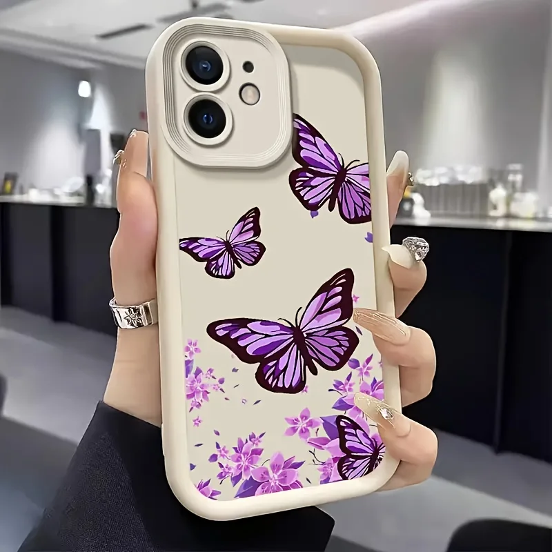 حافظة هاتف بنمط الفراشة الأرجوانية لهاتف iPhone 17 إلى 11 Pro Max Plus أفضل خيار للهدايا #2