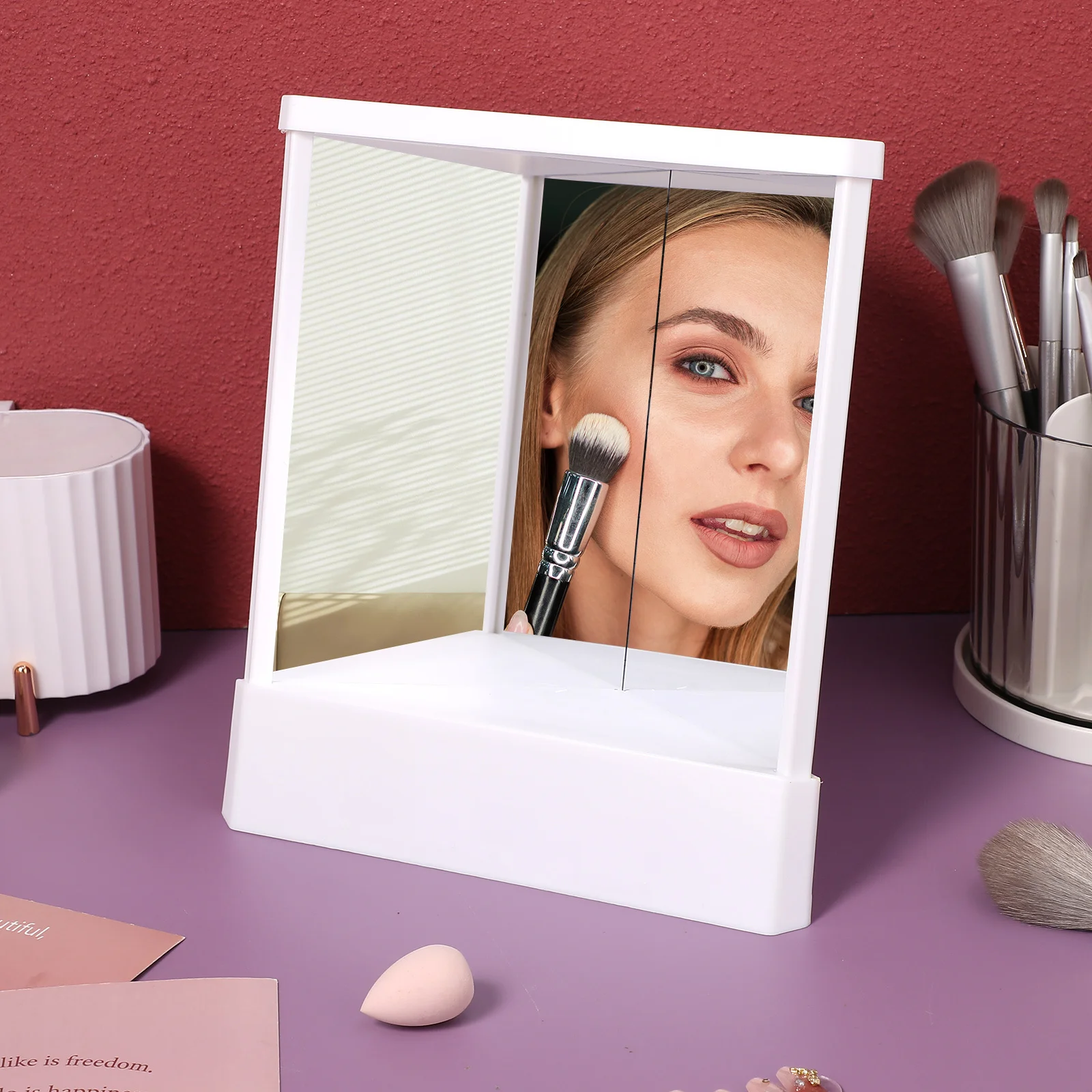 

Non Reversing Makeup Mirror Vanity Dresser Dual Sided Magnifying Desktop for Makeup Small Vanity Mirror,