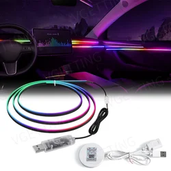 Car Ambient Light 30 60 Seconds Module Glove Box USB Expansion Dock Symphony Atmosphere Lamp 140cm For Tesla Model 3 Y S X