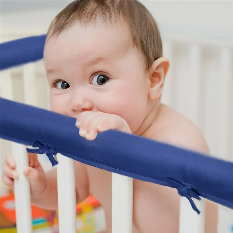 HOTA43T Crib Rail Covers Soft Mesh Protectors For Teething, Corner Guard Coverage Edges Straps For Full Size Crib